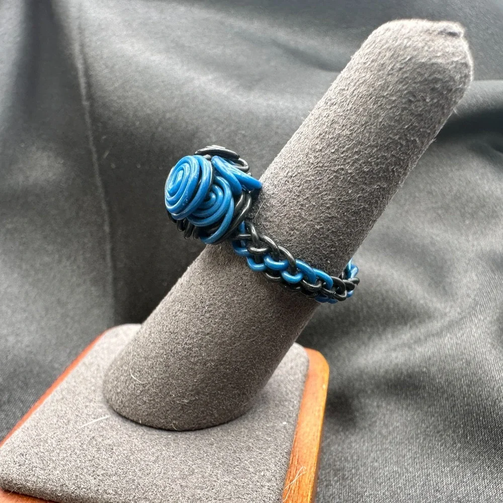 Vintage Y2K Wire Wrap Spiral Statement Ring Women's Classic Fashion Jewelry Boho